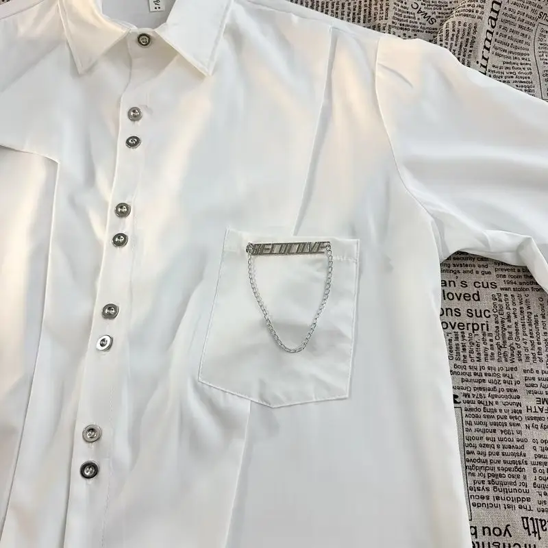 Men's White & Black Long Sleeve Button Down Shirt Set — feature 7