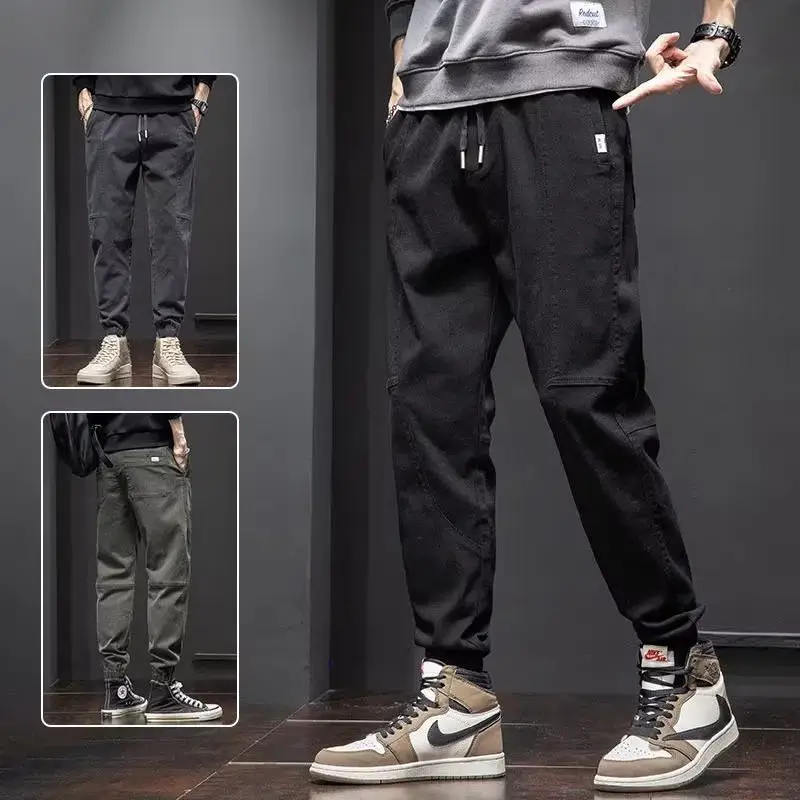 Men Dark Gray Ankle-Tied Harem Trousers - Image 6