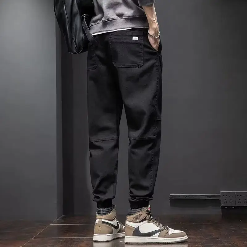 Men Dark Gray Ankle-Tied Harem Trousers - Image 7
