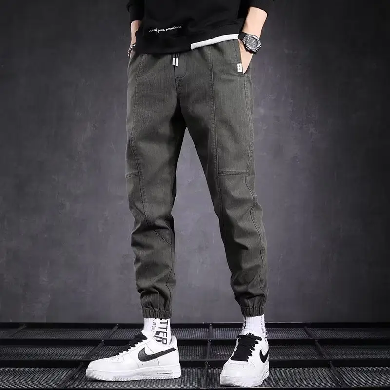 Men Dark Gray Ankle-Tied Harem Trousers - Image 3