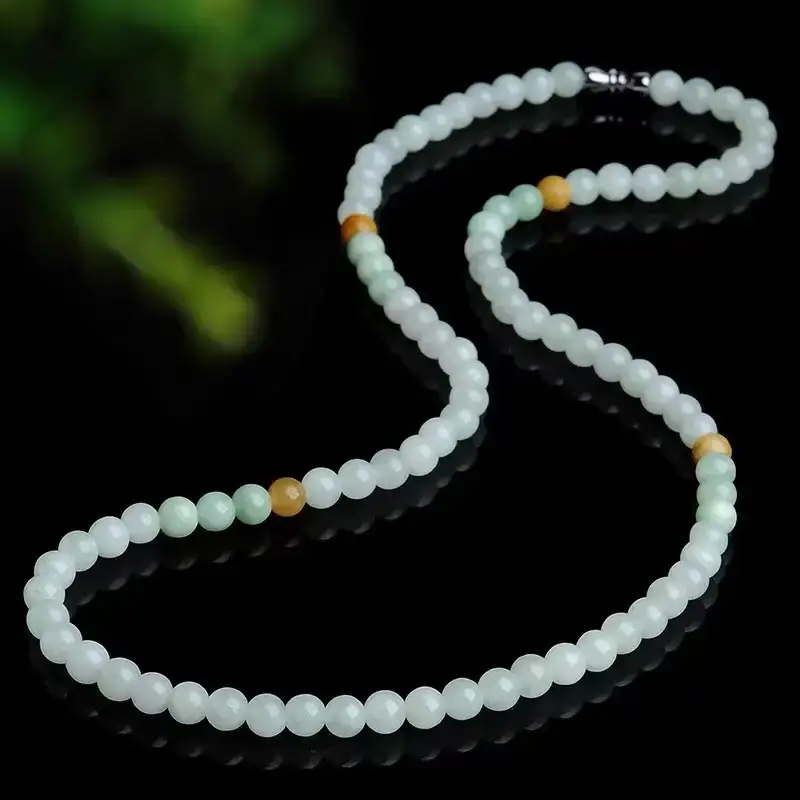 Tri-color Jade Necklace with Round Beads