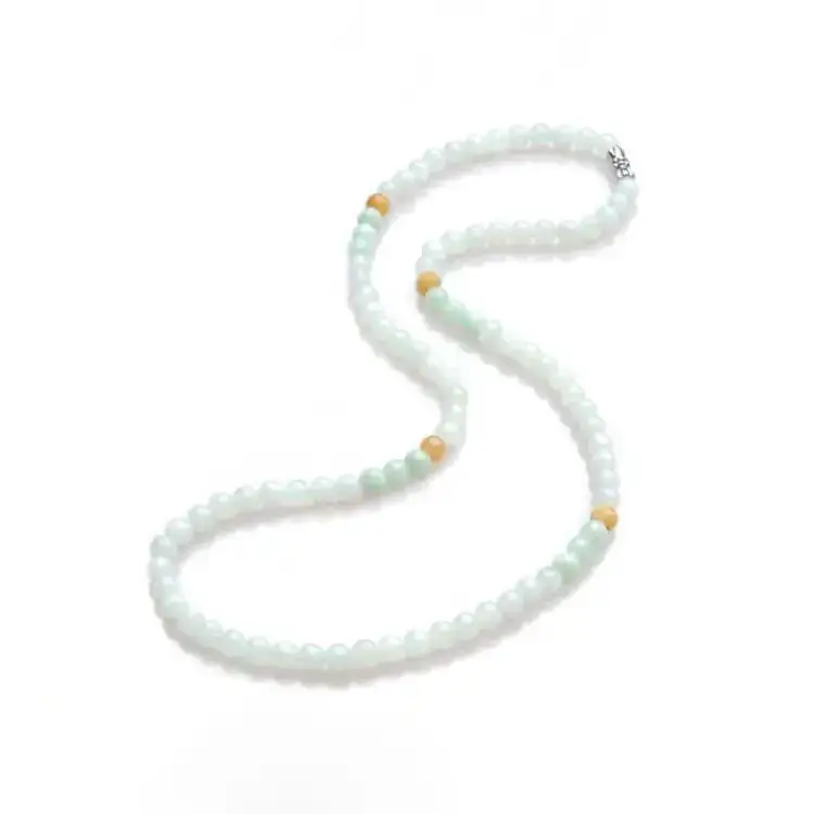 Tri-color Jade Necklace with Round Beads