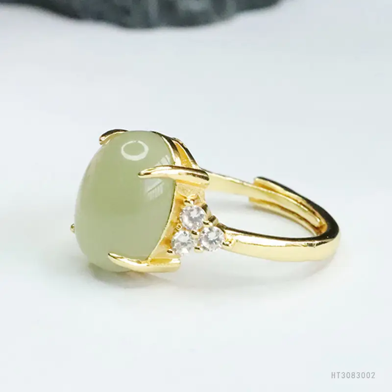 Guan Yu Jade Claw Ring for Women Gold Plated Clear Water Setting - Image 4