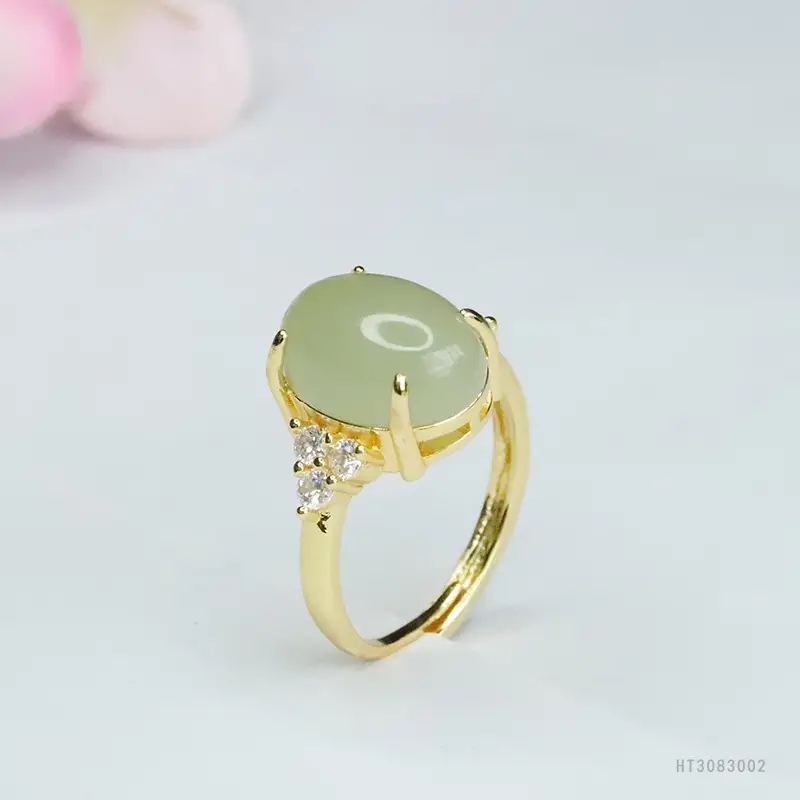 Guan Yu Jade Claw Ring for Women Gold Plated Clear Water Setting - Image 5