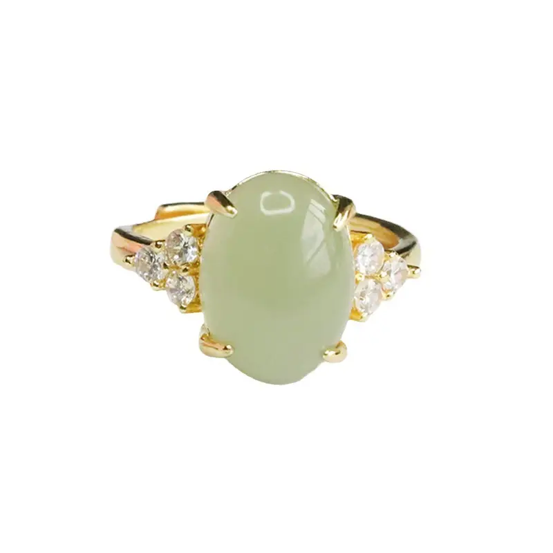 Guan Yu Jade Claw Ring for Women Gold Plated Clear Water Setting - Image 6