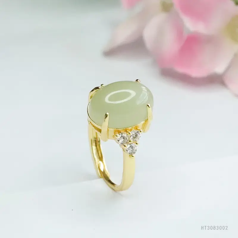 Guan Yu Jade Claw Ring for Women Gold Plated Clear Water Setting — feature 10