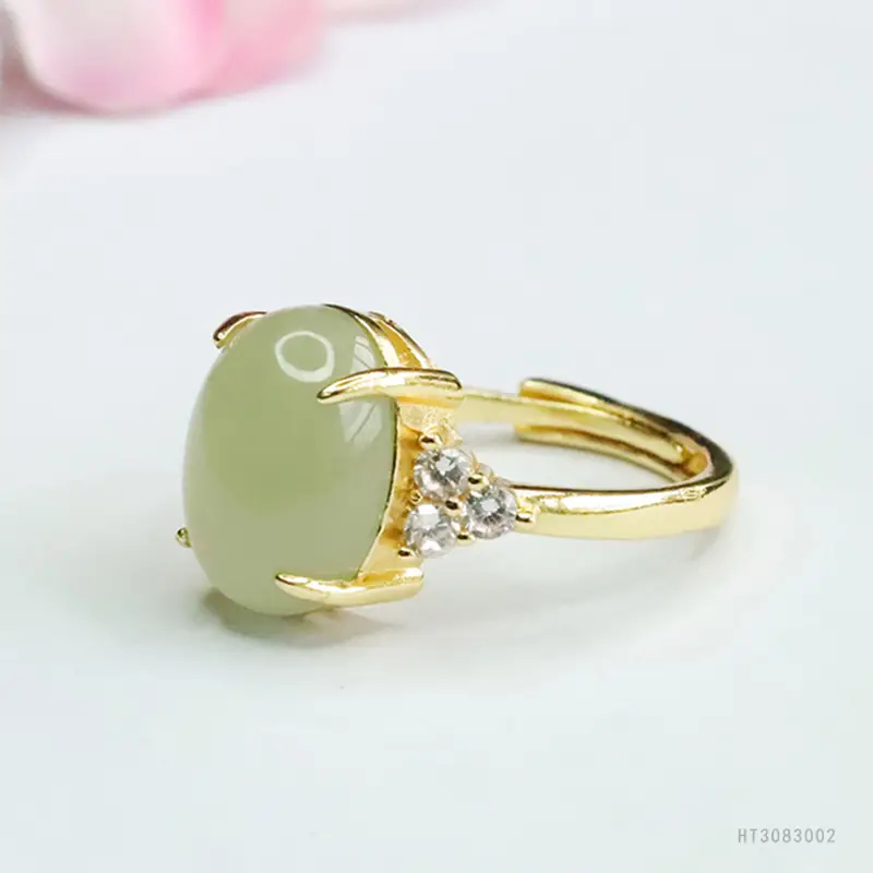 Guan Yu Jade Claw Ring for Women Gold Plated Clear Water Setting — feature 6