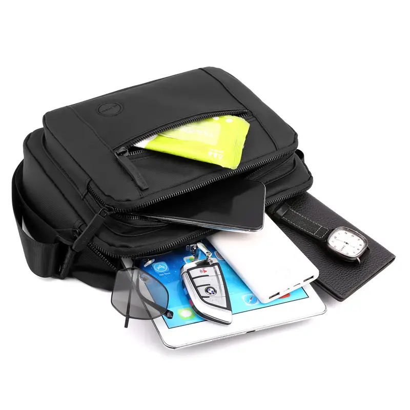 Men's Black Sports Commuter Shoulder Bag with Card Holder - Image 9