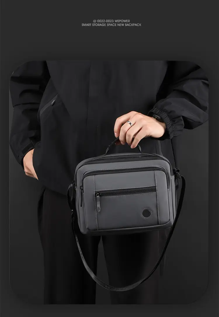 Men's Black Sports Commuter Shoulder Bag with Card Holder — feature 16