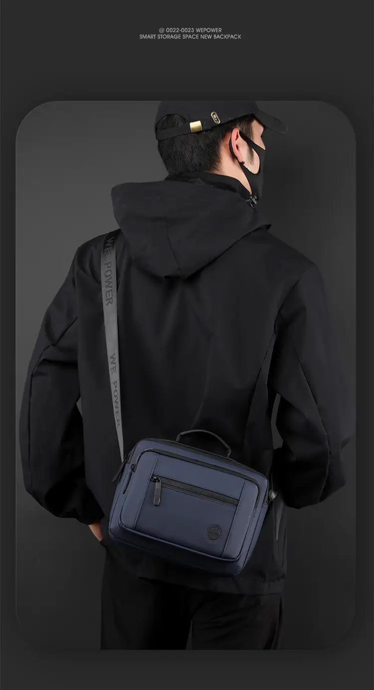 Men's Black Sports Commuter Shoulder Bag with Card Holder — feature 17