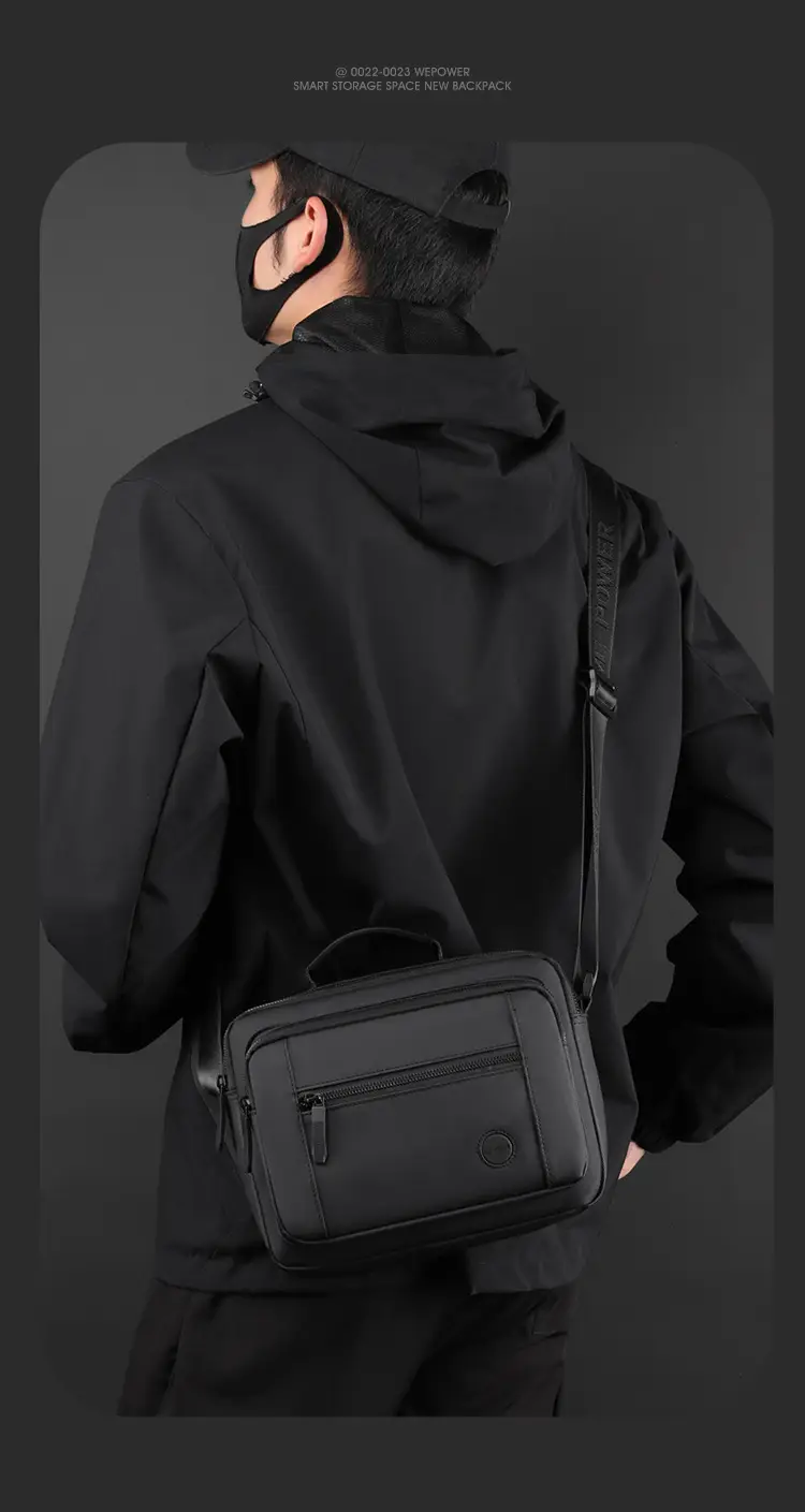 Men's Black Sports Commuter Shoulder Bag with Card Holder — feature 19