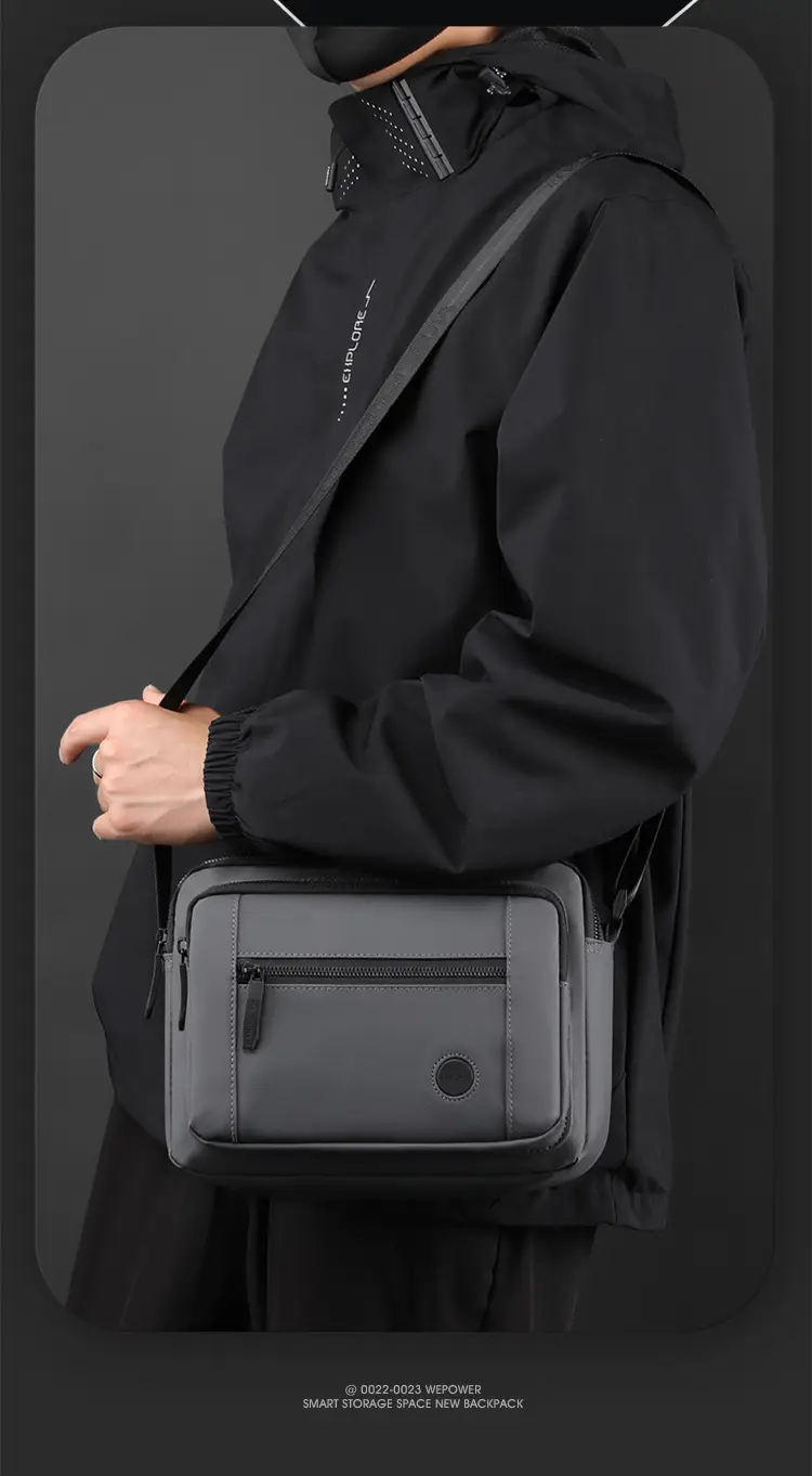 Men's Black Sports Commuter Shoulder Bag with Card Holder — feature 4