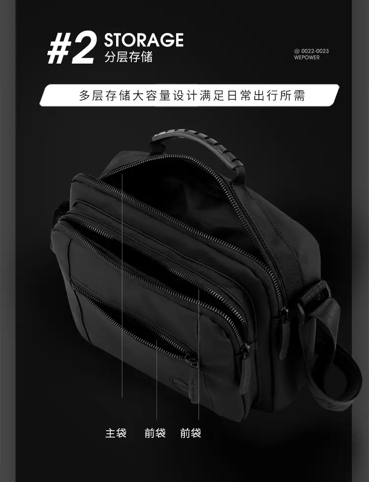 Men's Black Sports Commuter Shoulder Bag with Card Holder — feature 9
