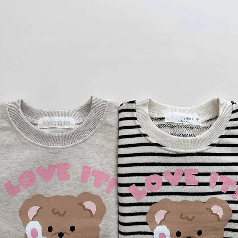 Girls Cotton Bear Print Sweatshirt Set Pink - Image 4