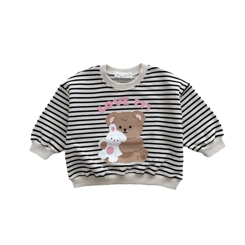 Girls Cotton Bear Print Sweatshirt Set Pink - Image 5