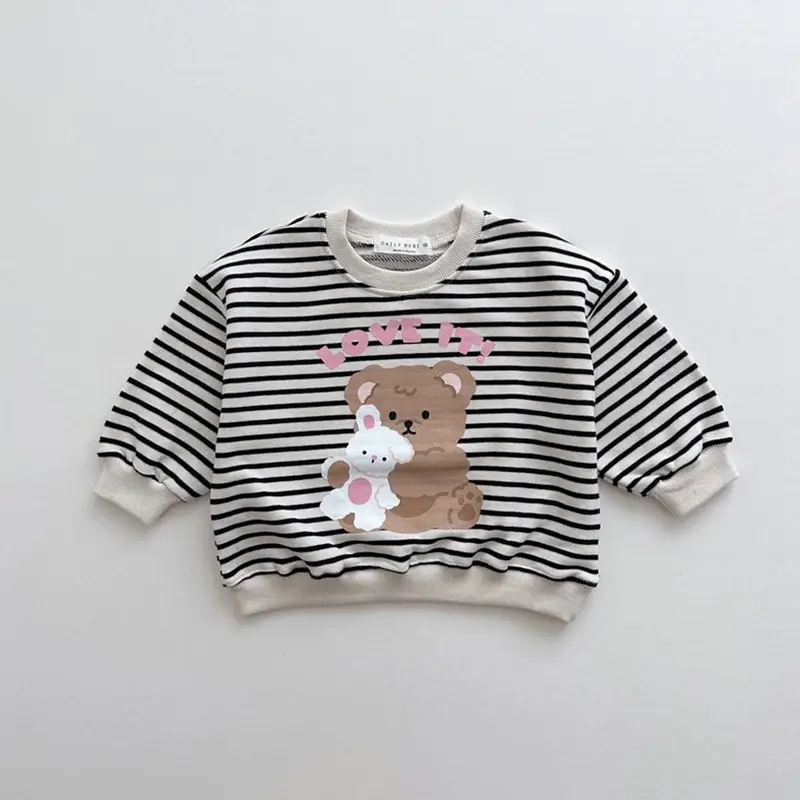 Girls Cotton Bear Print Sweatshirt Set Pink — feature 5