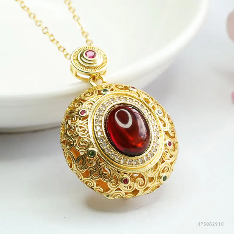 Natural Blood Amber Pendant Necklace for Women - Image 4
