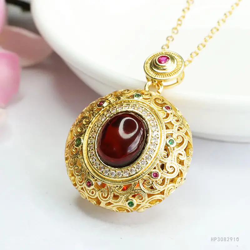 Natural Blood Amber Pendant Necklace for Women - Image 5