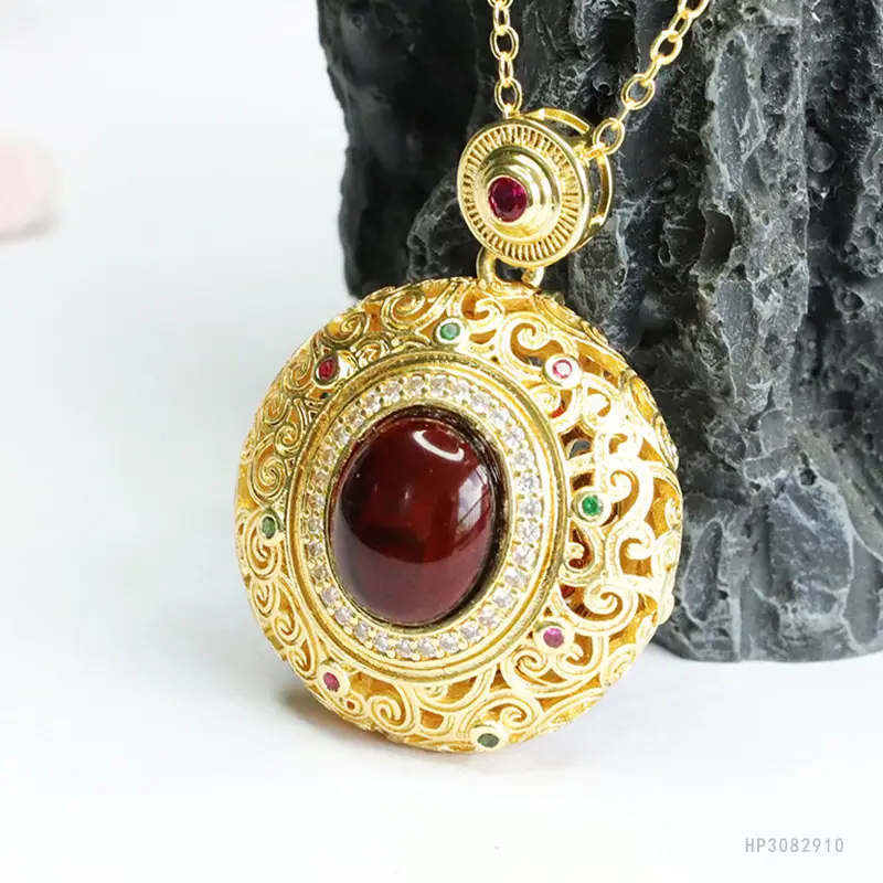 Natural Blood Amber Pendant Necklace for Women — feature 10