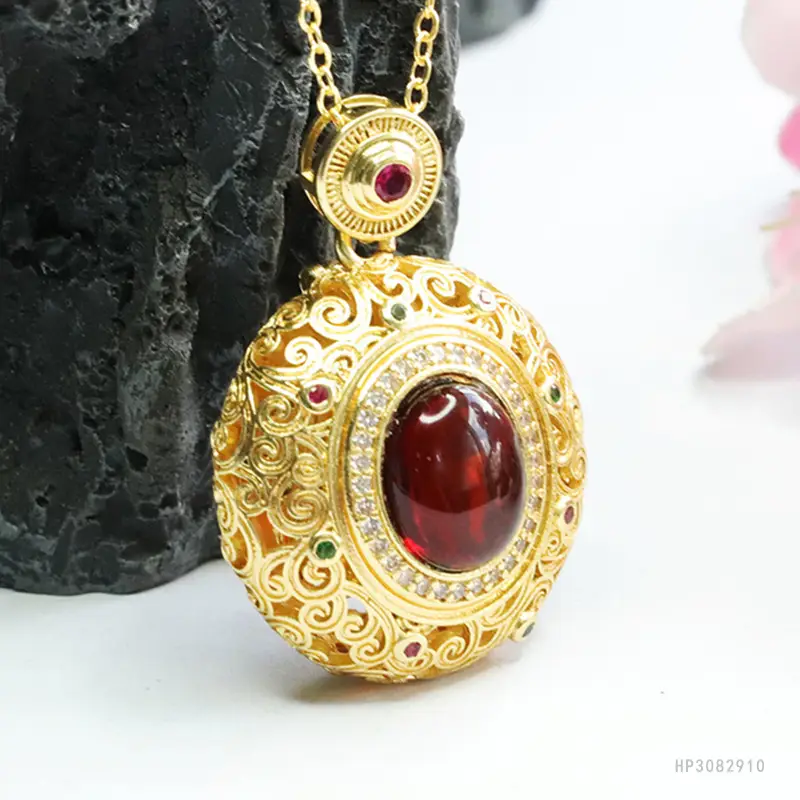 Natural Blood Amber Pendant Necklace for Women — feature 11