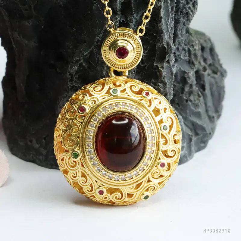 Natural Blood Amber Pendant Necklace for Women - Image 2
