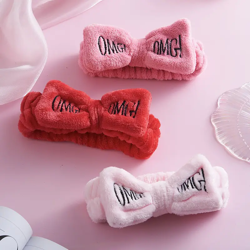 Red Embroidered Hairband for Women Omg Makeup Face Wash Anti-Moisture - Image 11