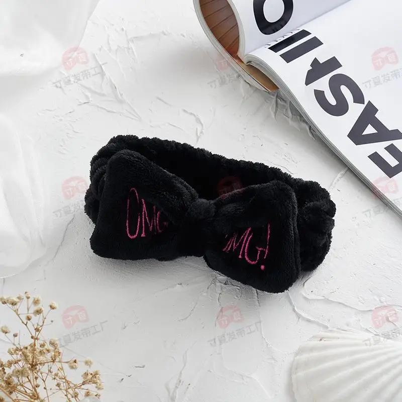 Red Embroidered Hairband for Women Omg Makeup Face Wash Anti-Moisture - Image 2