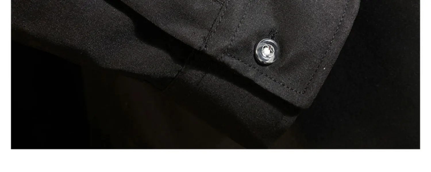 Men's College Style Long Sleeve Shirt Grey Solid Plus Size — feature 11