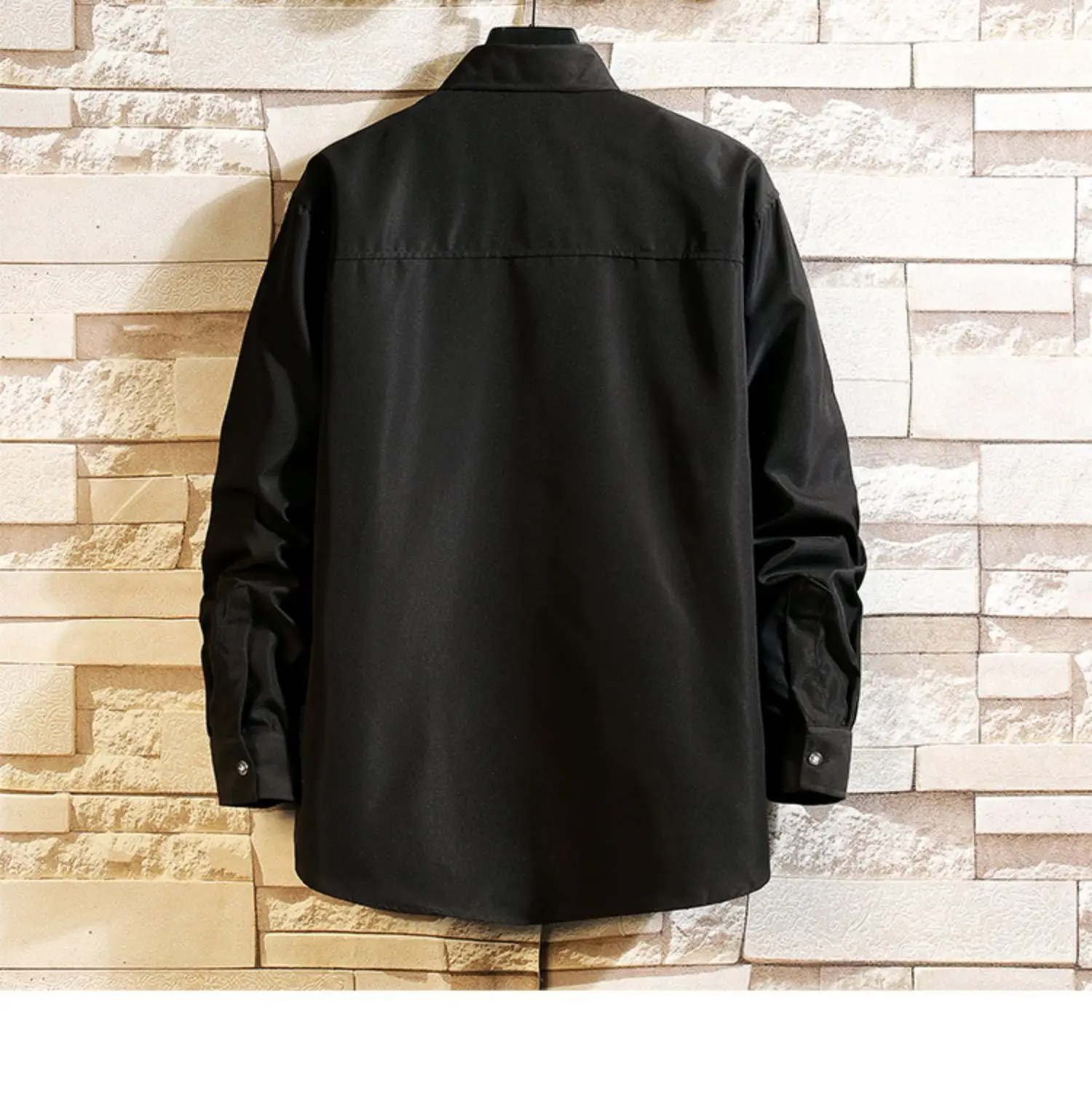 Men's College Style Long Sleeve Shirt Grey Solid Plus Size — feature 7