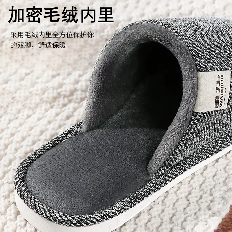 Huili Plush Thickened Soft Bottom Warm Baotou Couple Simple Home Mute Outer Wear Non-slip Indoor Winter Slippers