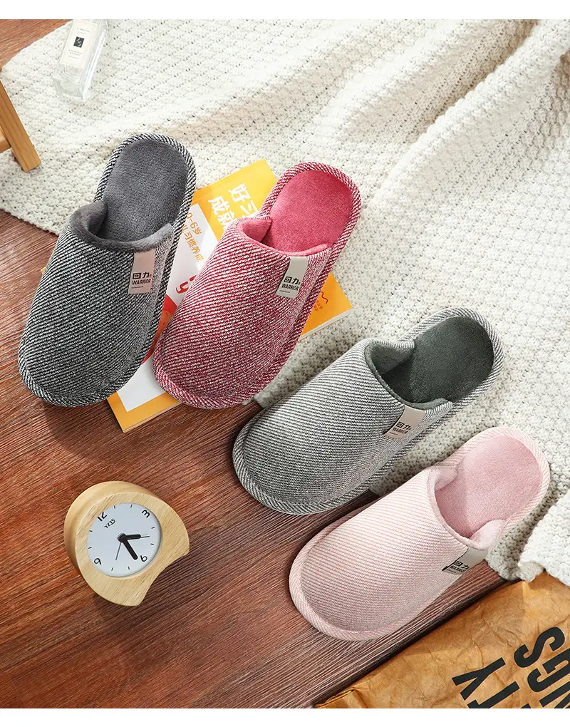 Huili Plush Thickened Soft Bottom Warm Baotou Couple Simple Home Mute Outer Wear Non-slip Indoor Winter Slippers — feature 14