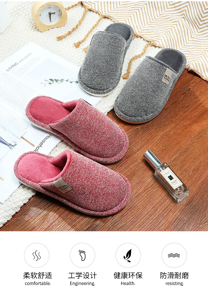 Huili Plush Thickened Soft Bottom Warm Baotou Couple Simple Home Mute Outer Wear Non-slip Indoor Winter Slippers — feature 4