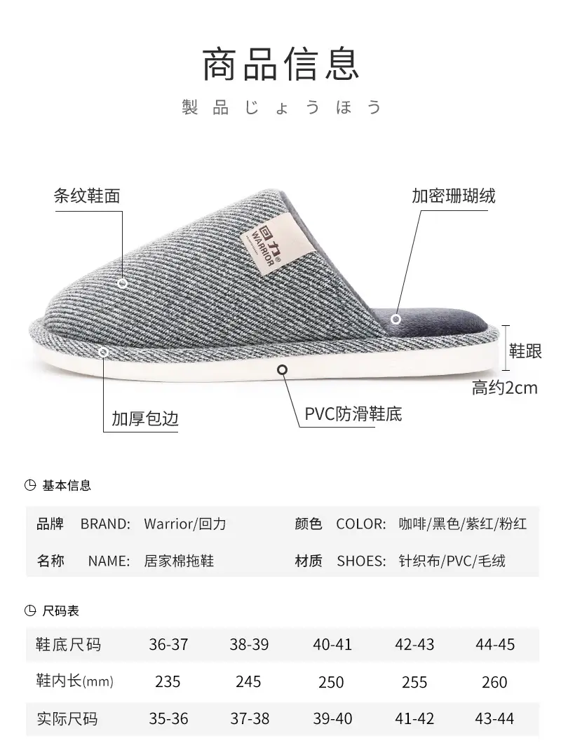 Huili Plush Thickened Soft Bottom Warm Baotou Couple Simple Home Mute Outer Wear Non-slip Indoor Winter Slippers — feature 7