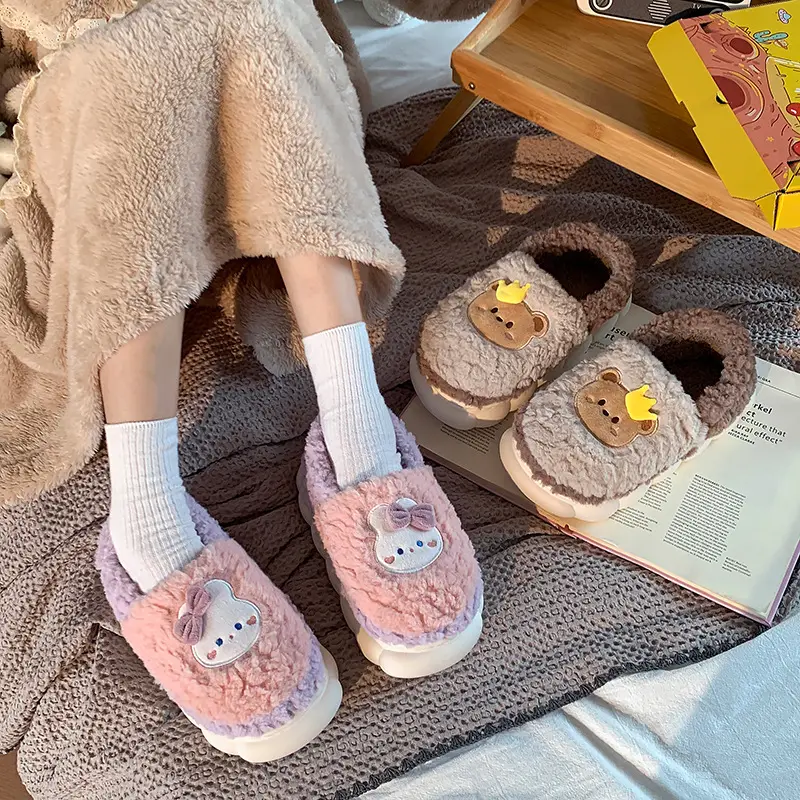 Cotton Slippers for Men and Women Can Be Worn Indoors and Outdoors in Autumn and Winter, with Non-Slip Thick Soles, Warm and Plush, Cute Slippers - Image 11