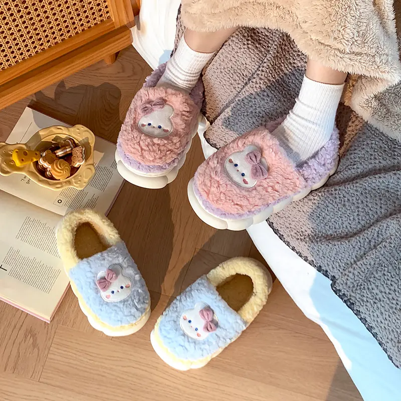Cotton Slippers for Men and Women Can Be Worn Indoors and Outdoors in Autumn and Winter, with Non-Slip Thick Soles, Warm and Plush, Cute Slippers - Image 12