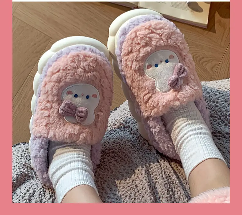 Cotton Slippers for Men and Women Can Be Worn Indoors and Outdoors in Autumn and Winter, with Non-Slip Thick Soles, Warm and Plush, Cute Slippers — feature 3