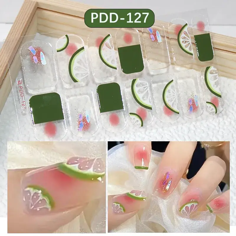 3D Waterproof Nail Sticker for Girls - Green & Butterfly Design - Image 24