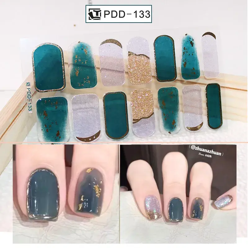 3D Waterproof Nail Sticker for Girls - Green & Butterfly Design - Image 29