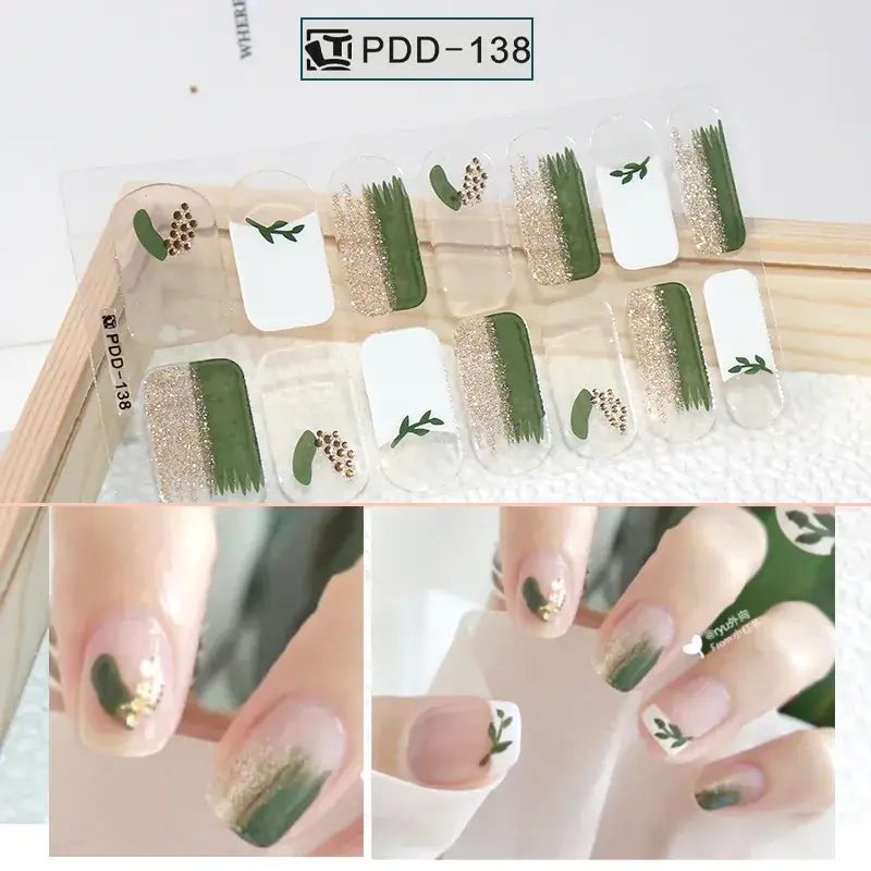 3D Waterproof Nail Sticker for Girls - Green & Butterfly Design - Image 34