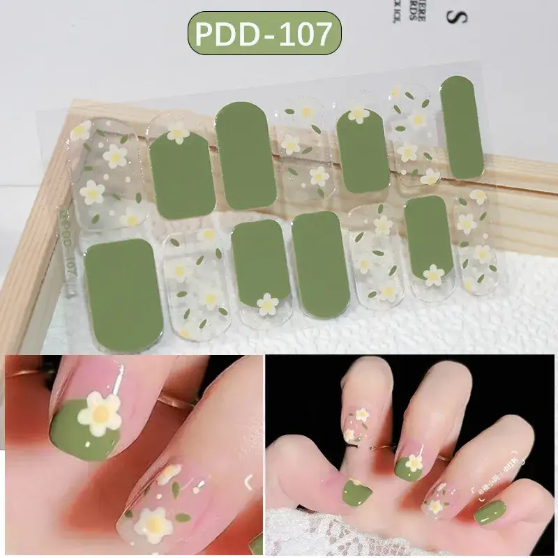 3D Waterproof Nail Sticker for Girls - Green & Butterfly Design - Image 7