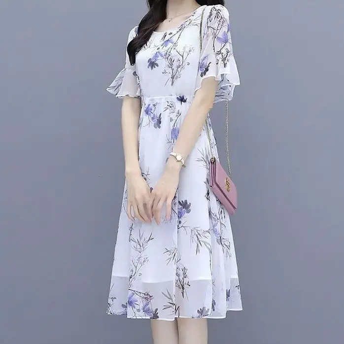 Women Printed Floral A-Line Dress 2023 Summer - Image 5