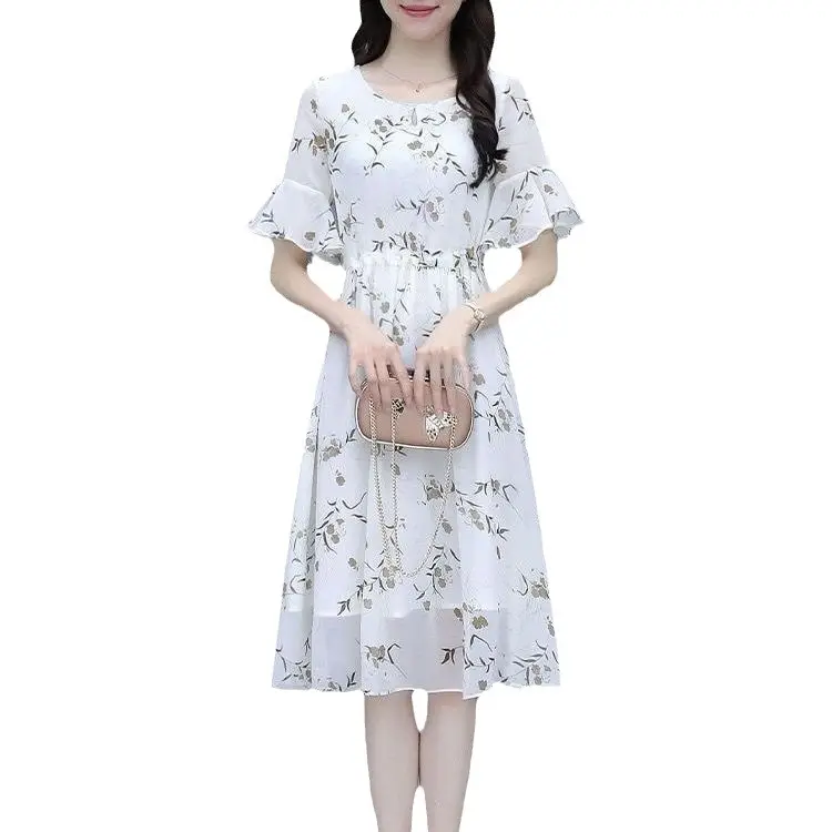 Women Printed Floral A-Line Dress 2023 Summer - Image 7