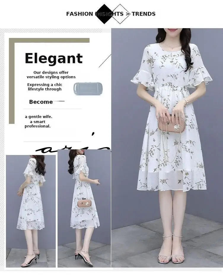 Women Printed Floral A-Line Dress 2023 Summer — feature 14
