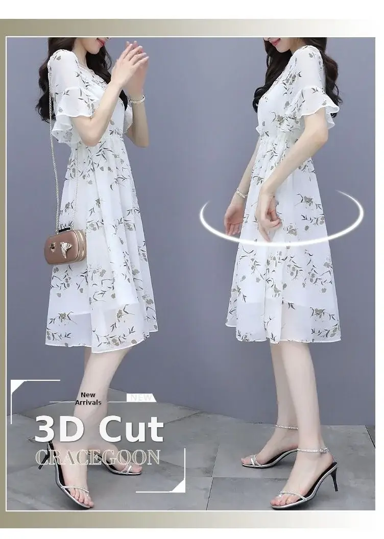 Women Printed Floral A-Line Dress 2023 Summer — feature 19