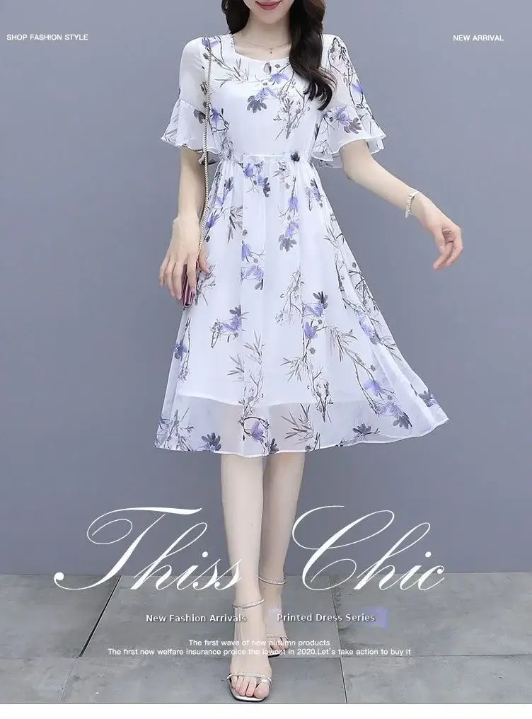 Women Printed Floral A-Line Dress 2023 Summer — feature 3