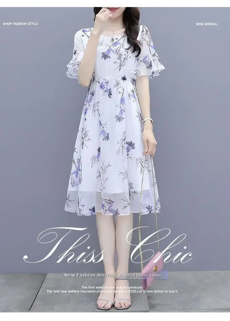 Women Printed Floral A-Line Dress 2023 Summer — feature 9