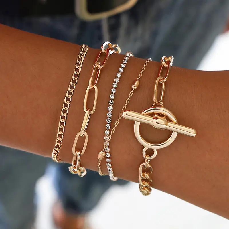Multi Layer Geometric Bracelet for Women with Heart Pendant - Image 11