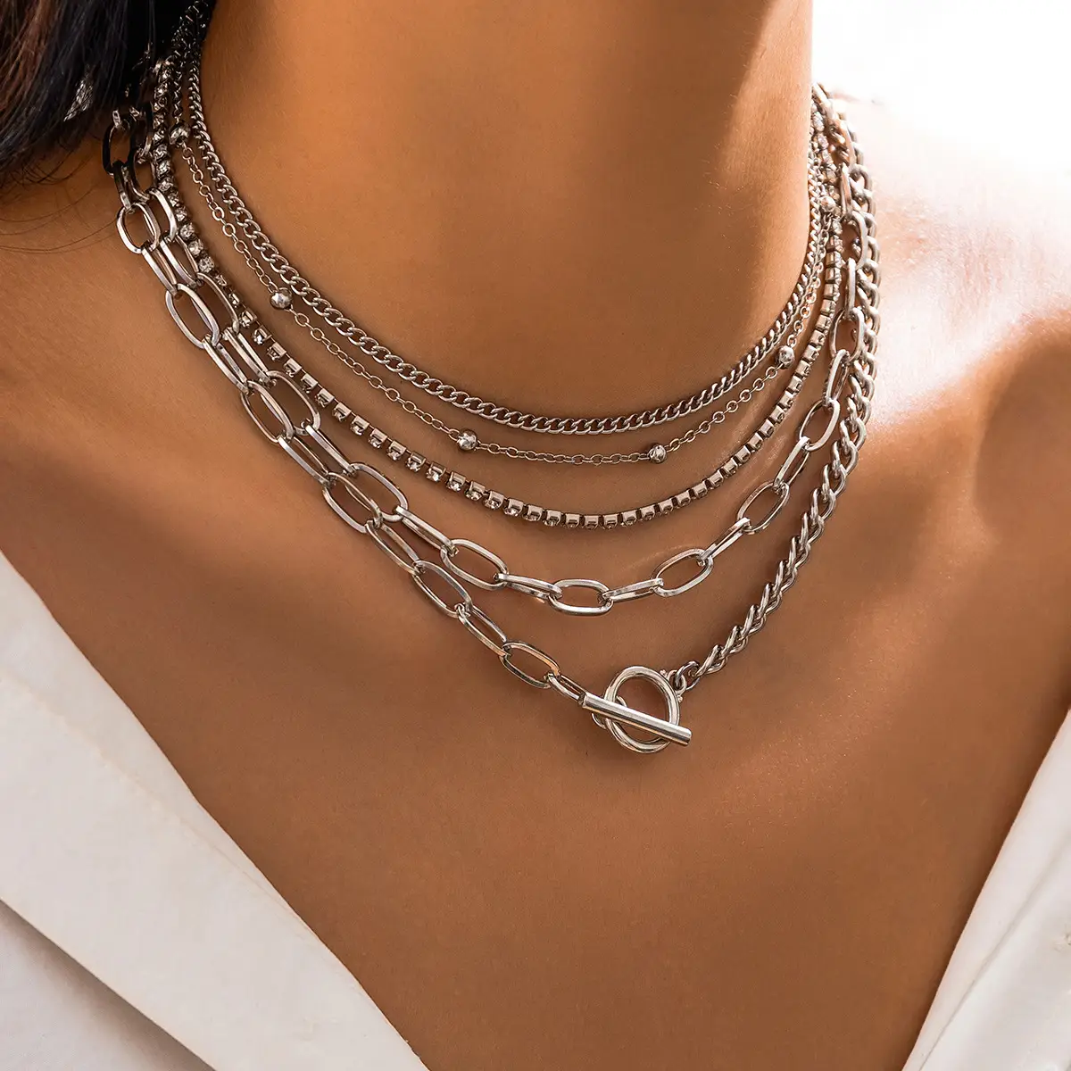 Multi Layer Geometric Bracelet for Women with Heart Pendant - Image 7
