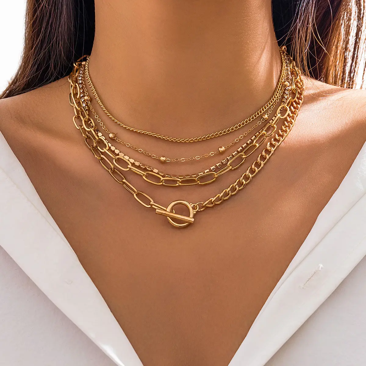 Multi Layer Geometric Bracelet for Women with Heart Pendant - Image 8