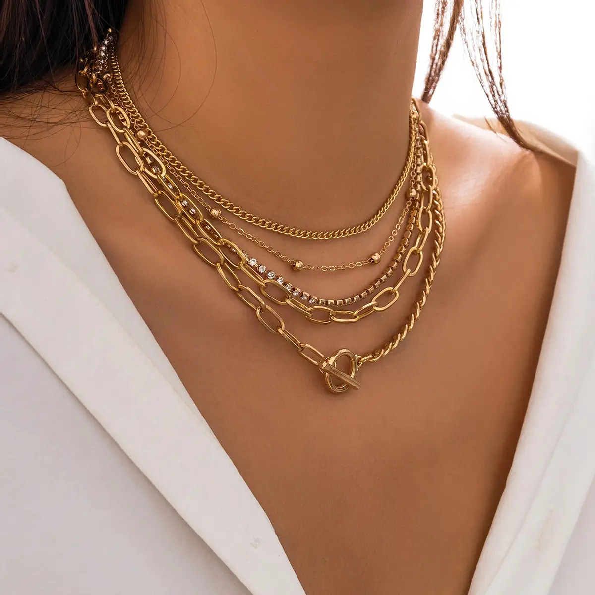 Multi Layer Geometric Bracelet for Women with Heart Pendant — feature 10